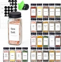24x SZKLANE SŁOICZKI 113ml NA PRZYPRAWY POJEMNIKI PRZYPRAWNIKI + ETYKIETY