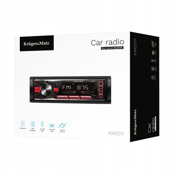 Radio samochodowe Bluetooth Kruger&Matz 1 DIN USB AUX PILOT microSD zdjęcie 10