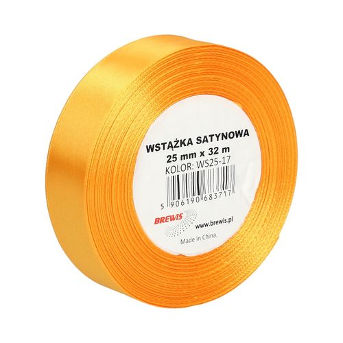 WSTĄŻKA SATYNOWA 25MM X 32M WS25-17 BREWIS POMARAŃCZOWA na Arena.pl