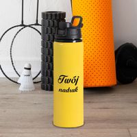 Żółta metalowa butelka 750 ml z uchwytem - z Twoim nadrukiem