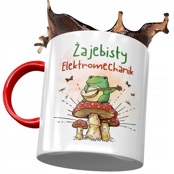 Kubek Czerwony Dla Elektromechanika Żajebisty Z Nadrukiem Ze Zdjęciem zdjęcie 1