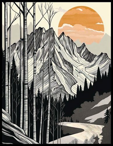 Plakat 50x65cm Drzeworys Górski na Arena.pl