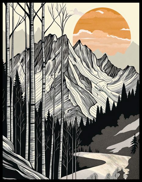 Plakat 50x65cm Drzeworys Górski zdjęcie 2