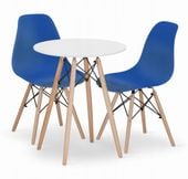 Zestaw do kuchni stół TODI biały 60 cm + 2 krzesła OSAKA niebieskie