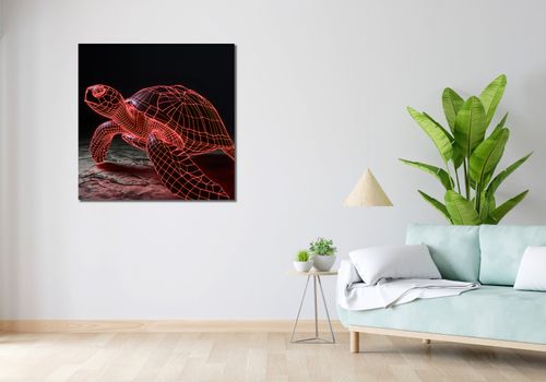 Obraz 90x90cm Neonowy Żółw na Arena.pl