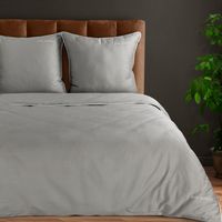 Pościel satynowa EVA 160x200 Eva Minge szara biała haftowane + lamówka