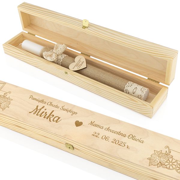 ŚWIECA do chrztu RĘCZNIE ROBIONA w PUDEŁKU + GRAWER IMIĘ DATA zdjęcie 2