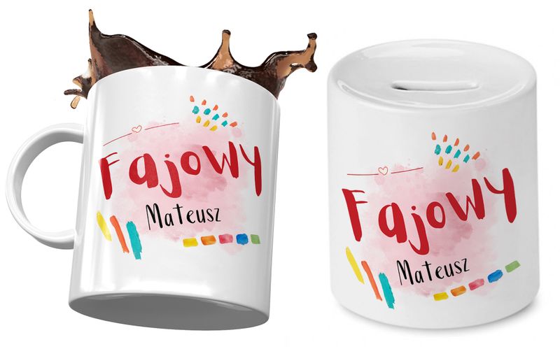 Dla Mateusza Zestaw Kubek + Skarbonka Na Prezent Z Nadrukiem Ze Zdjęciem zdjęcie 1