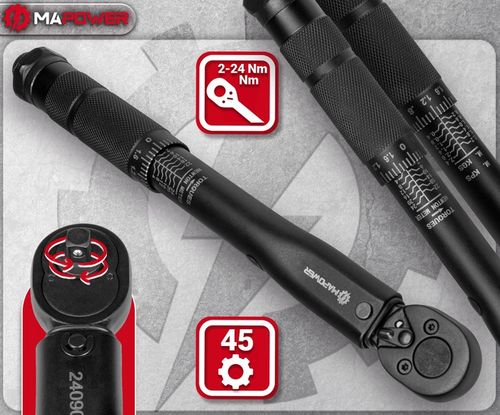 KLUCZ DYNAMOMETRYCZNY DO ROWERU 1/4' 2-24Nm CERTYFIKAT KALIBRACJI Z BLOKADĄ na Arena.pl