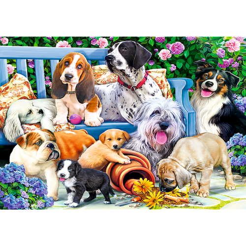 Puzzle Psy w ogrodzie 1000 elementów. na Arena.pl