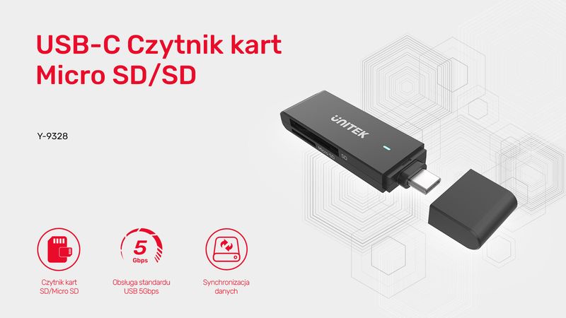 Unitek Czytnik kart SD/microSD USB-A 5Gbps/USB-C zdjęcie 4