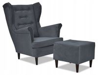 Fotel uszak Diana z podnóżkiem skandynawski Family Meble antracytowy