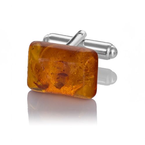 Srebrne spinki do mankietów z bursztynem SMB-003 na Arena.pl