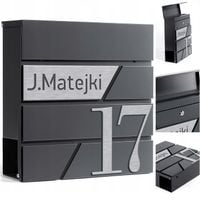 DUŻA SKRZYNKA NA LISTY Z ADRESEM NUMEREM DOMU | SERBRNA ANTRACYT RAL 7016