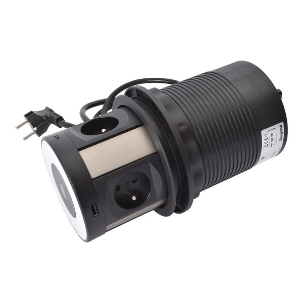 Kolumna gniazd do mebli 4X2P+Z SCHUKO, 2xUSB typ A+C/INDUKCJA z przewodem 2m Legrand 654983 zdjęcie 2