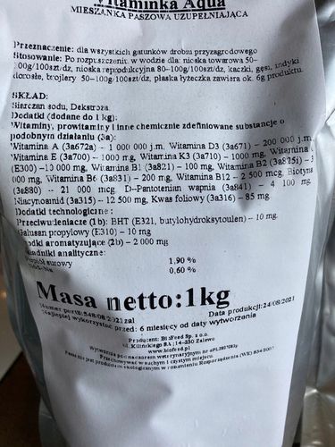 Witaminy do wody dla kur 1kg VitaminkaAquaBIOFEED na Arena.pl