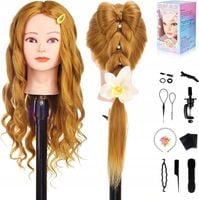 TopDirect Główka fryzjerska 66 cm, 70% prawdziwych włosów rude + akcesoria
