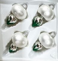 Bombki szklane grzybki 4 sztuki Ręcznie zdobione. Produkt polski (biały)