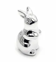 Zajączek wielkanocny zając ceramiczny srebrny