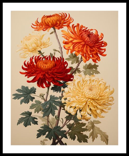 Plakat 40x50cm Tańczące Chryzantemy zdjęcie 3