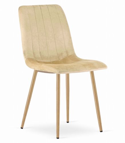 Krzesło LAVA - beż aksamit / nogi kolor drewna x 4 na Arena.pl