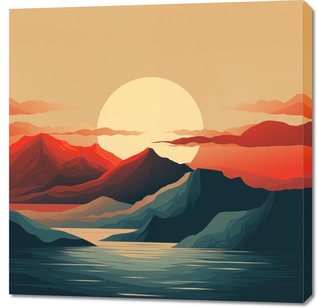 Obraz 90x90cm Zachód Słońca nad Górami zdjęcie 1