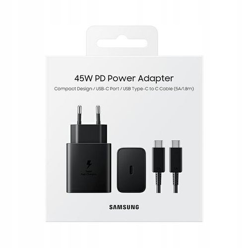 ŁADOWARKA SAMSUNG  TA845 45W  SZYBKA ORYGINALNA FAST CHARGING CZARNA KABEL USB-C 1m na Arena.pl