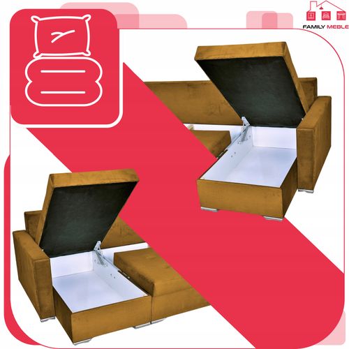 Narożnik Varius BIG rozkładany f spania pojemniki Family meble złoty żółty na Arena.pl