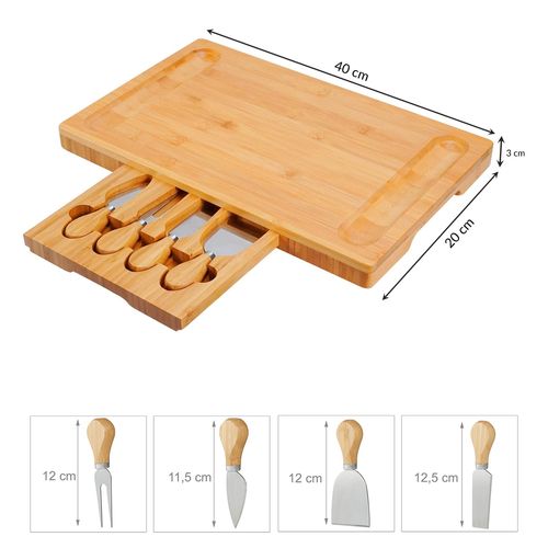 Deska do serów i wędlin bambusowa + zestaw noży na Arena.pl