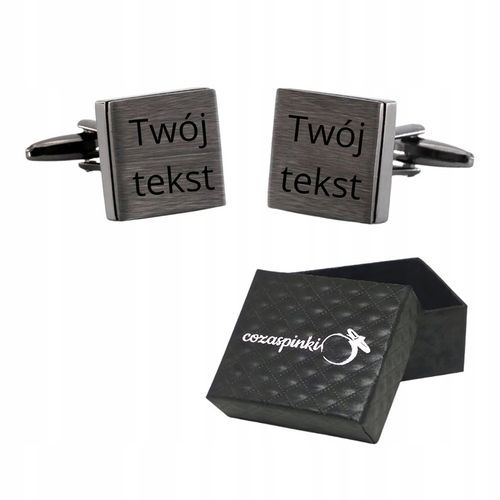 Spinki do mankietów grafitowe grawerowane TWÓJ TEKST GRAFIKA na prezent na Arena.pl