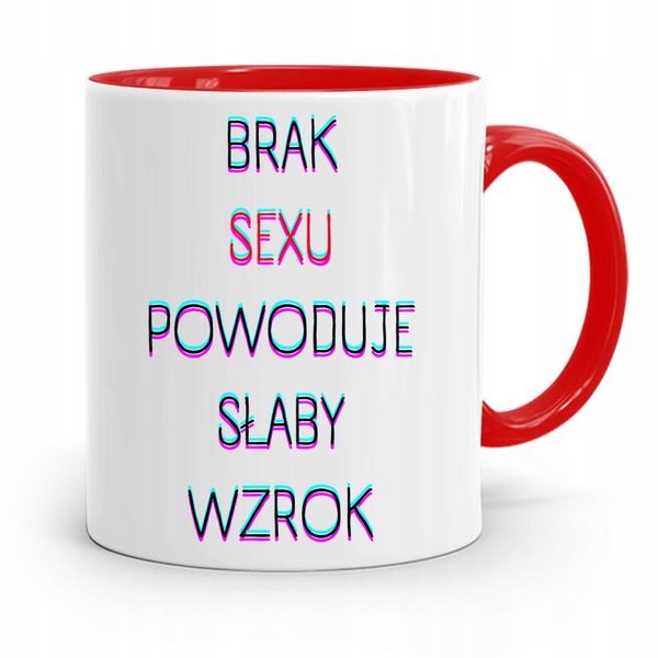 Kubek Czerwony Śmieszny Zabawny Brak Sexu Prezent Z Nadrukiem Ze Zdjęciem zdjęcie 1