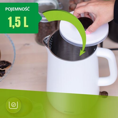 Czajnik elektryczny bezprzewodowy MPM MCZ-115 z podwójnymi ściankami biały na Arena.pl