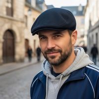 Kaszkiet Męski Ocieplany Klasyczny Granatowy Czapka na Zimę Pako Jeans