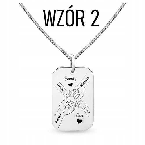 Nieśmiertelnik z grawerem z imionami rodziny męski naszyjnik srebro 925 na Arena.pl