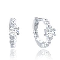 MINET Kolczyki srebrne pierścienie z białymi cyrkoniami