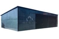 Garaz Blaszany 10x6m 2x Brama Uchylna Drzwi Antracyt Dach Spad w tył NB97