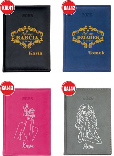 KALENDARZ A4 2026 DZIENNY terminarz z nadrukiem UV PLANER PREZENT + IMIĘ na Arena.pl