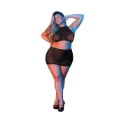 magic silk exposed komplet polka plus size - top i spodniczka
