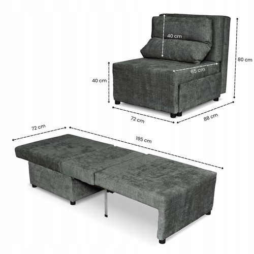 Zestaw KIMO funkcja spania sofa fotele Family Meble c. szary Ramona welur na Arena.pl