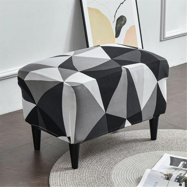 POKROWIEC NA PODNÓŻEK PUF ELASTYCZNY GŁADKI GRAFIKA GEOMETRYCZNE WZORY zdjęcie 4