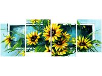 45CM 120 OBRAZ 4 ELEM SŁONECZNIKI TURKUSIE ŚCIENNY
