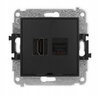 KARLIK ICON Gniazdo HDMI 2.0 + gniazdo komputerowe RJ45 kat.6A Czarny mat