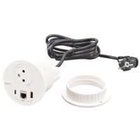Gniazdo meblowe DISQ 80 wyposażone 2P+Z/USB A+C/RJ45 z przewodem 2m - BIAŁY Legrand 654701