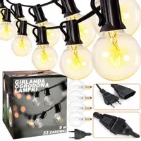 GIRLANDA LAMPKI OGRODOWA ŁAŃCUCH ŚWIETLNY 9M 30+3 ŻARÓWKI