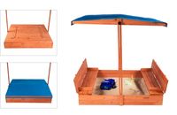 Piaskownica ogrodowa z daszkiem zamykana z ławkami 120x120 niebieska