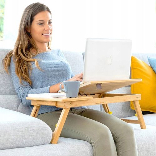 Stolik pod Laptopa bambusowy do Łóżka Taca Podstawka Regulowana Skladana na Arena.pl