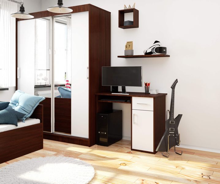 BIURKO PIN 90 cm WENGE / BIAŁE WOLNOSTOJĄCE zdjęcie 6