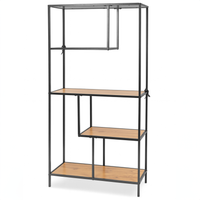 Regał loftowy z półkam 150x77x33 czarny metal dąb  industrialny salon