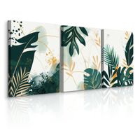 3x Obraz Do Sypialni Set Liście Egzotyczne Monstery Styl Boho 30cm x 40cm