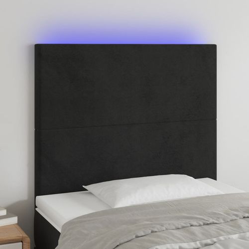 Zagłówek do łóżka z LED, czarny, 90x5x118/128 cm, aksamit na Arena.pl
